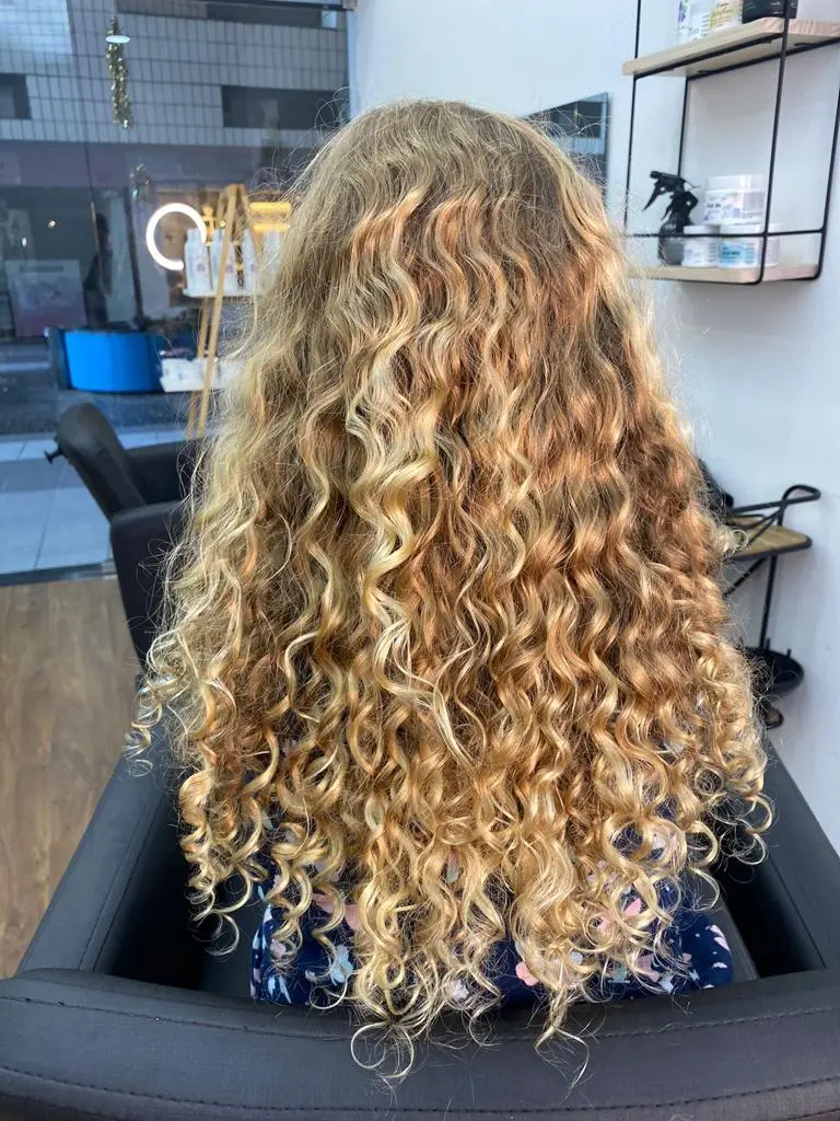Antes: cabelo cacheado sem definição